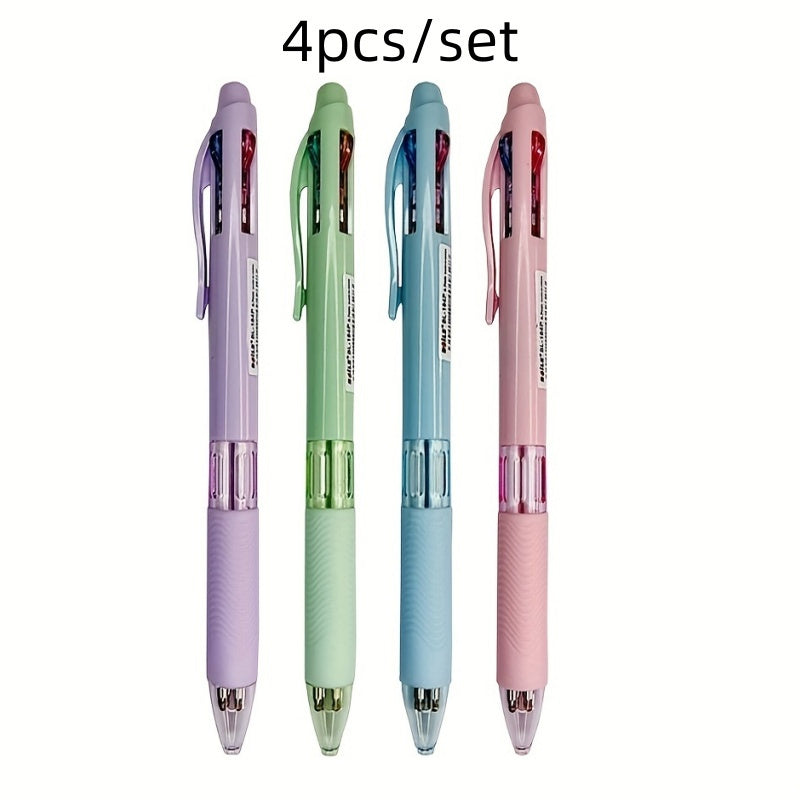 TEMU 4pcs-set 4in 1 Multicolor Ballpoint Pens Creative Colorful Retractable Multifunction Pen Writing Office Supplies