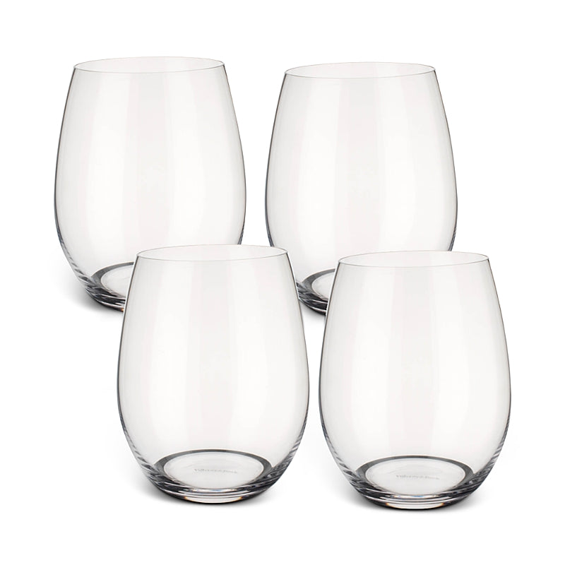 Villeroy & Boch Entree Double Old Fashioned-White Wine Stemless Glasses, Set of 4