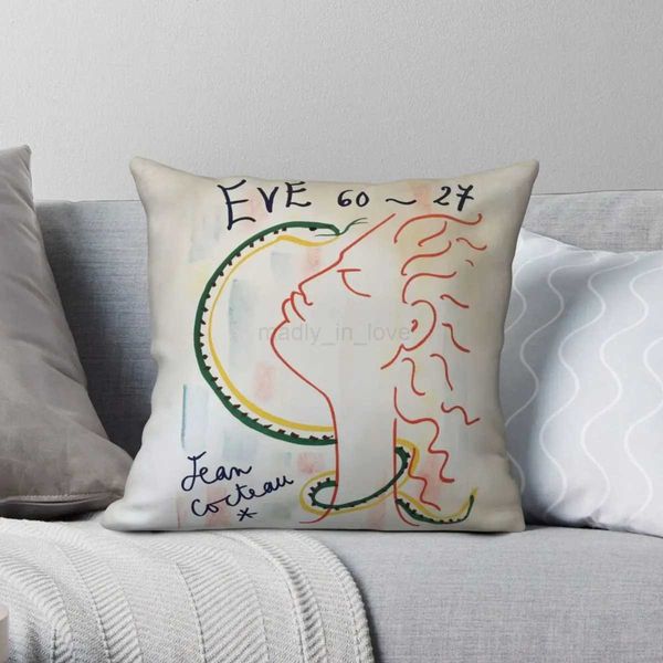 Jean Cocteau Paris Vintage Square pillowcase Polyester Linen Velvet Printed Zip Decor Throw pillow Case Car Cushion CoverM240717