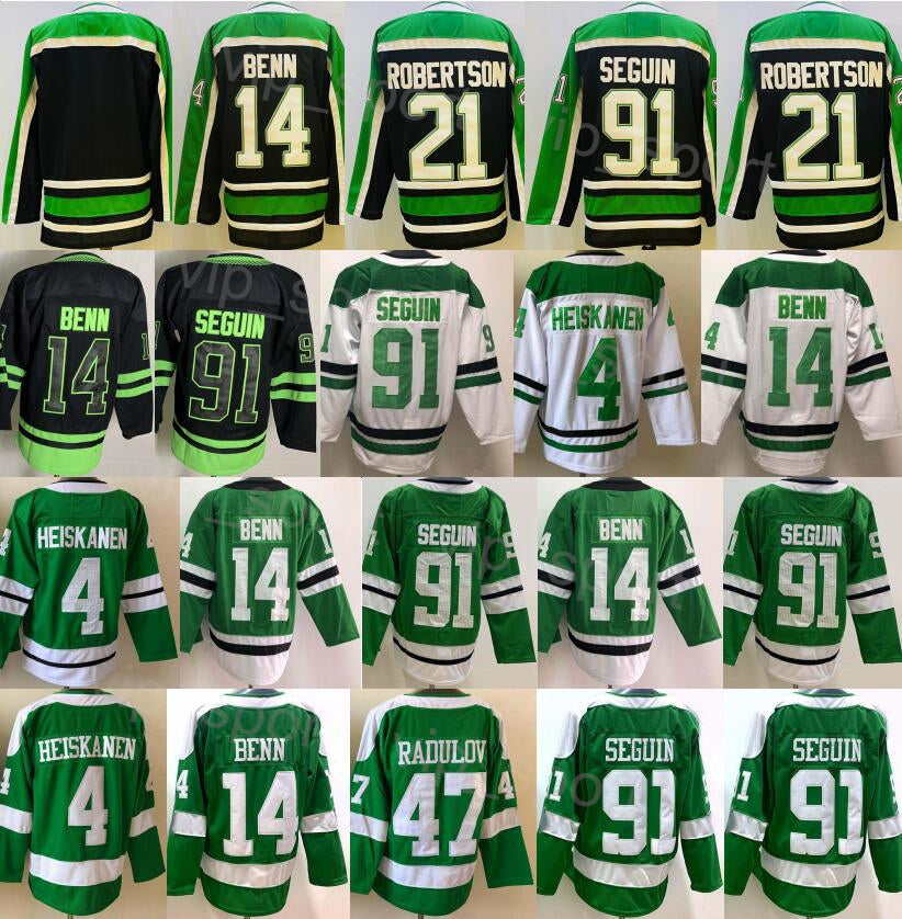 Men Ice Hockey 2023 Reverse Retro 4 Miro Heiskanen Jersey 47 Alexander Radulov 14 Jamie Benn 91 Tyler Seguin 24 Roope Hintz All Stitched Black Green