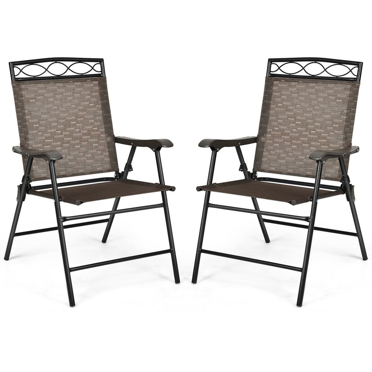 Patio Folding Sling Chair (2 or 4-Pack) - Costway 2PCS Folding Chairs Pa