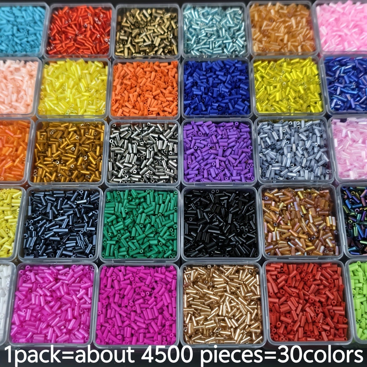 TEMU 4500pcs Colorful Glass Tube Beads, 2x6mm - 30 Vibrant Assorted Colors For , Bracelets, Necklaces And Craft Projects - Great For Hand Sewing,