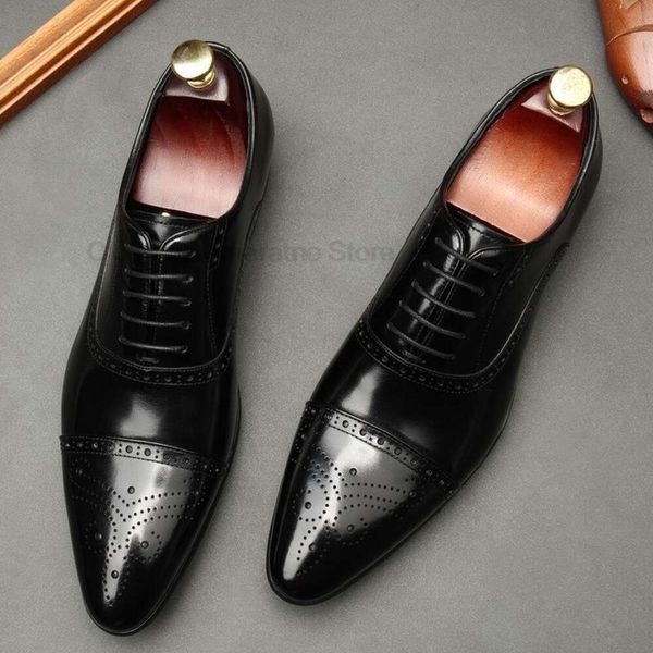Oxford Dress Wedding Best Man Shoe Handmade Genuine Leather Office Formal Designer Shoes for Men Black Brown