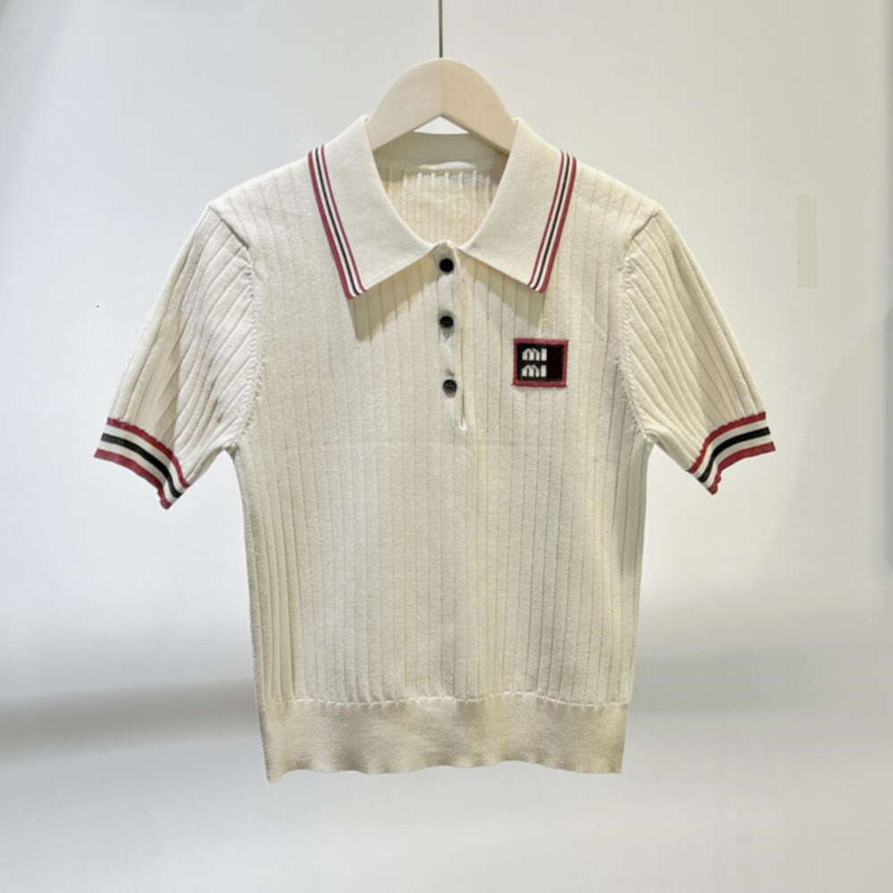 Women T Shirt Designer Tshirts Womens Fashion Letter Embroidery Graphic Tee POLO Collar Knit Shirt Short Sleeve Tees