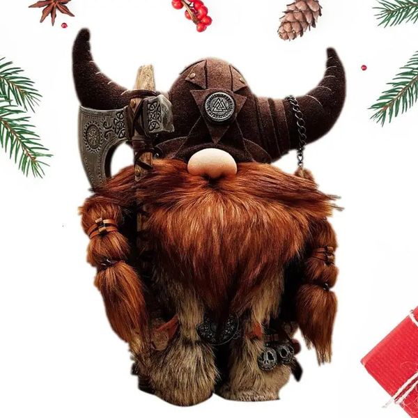 Viking Gnomes Durable And Reusable Resin Tabletop Statue Decor Plush Gnome Doll Decoration For Fireplace Christmas Tree 250207