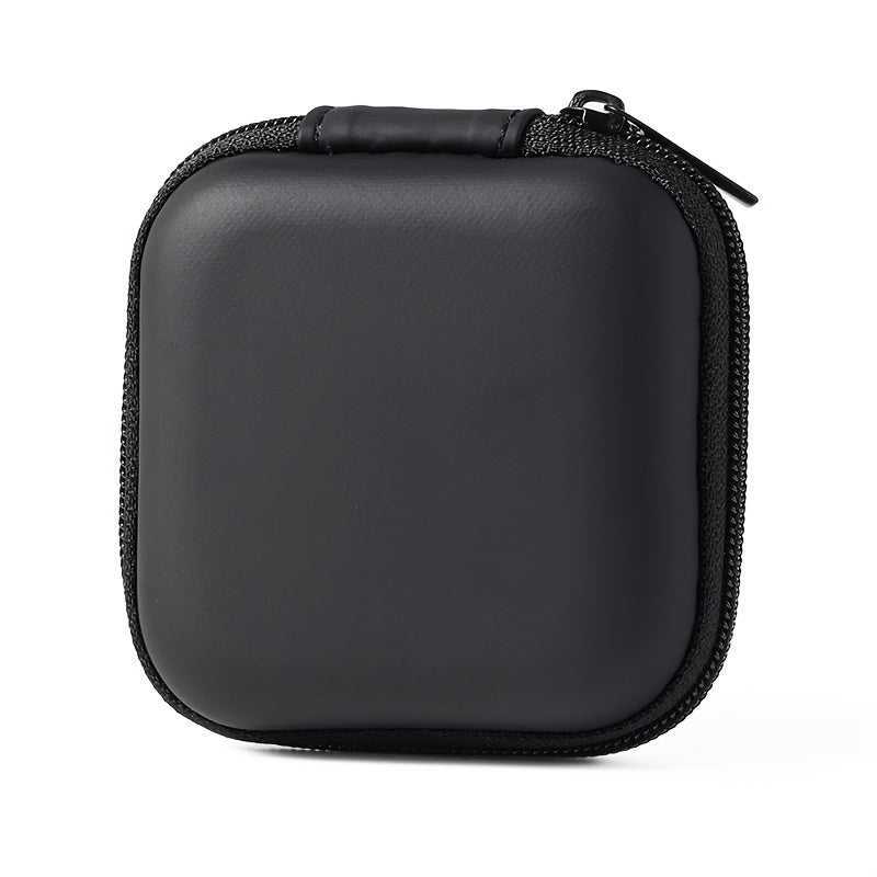 TEMU 1pc Black Eva Soft Plastic Earphone Storage Case - Protective Organizer For Airpods, Earpads, And Wireless Headphones