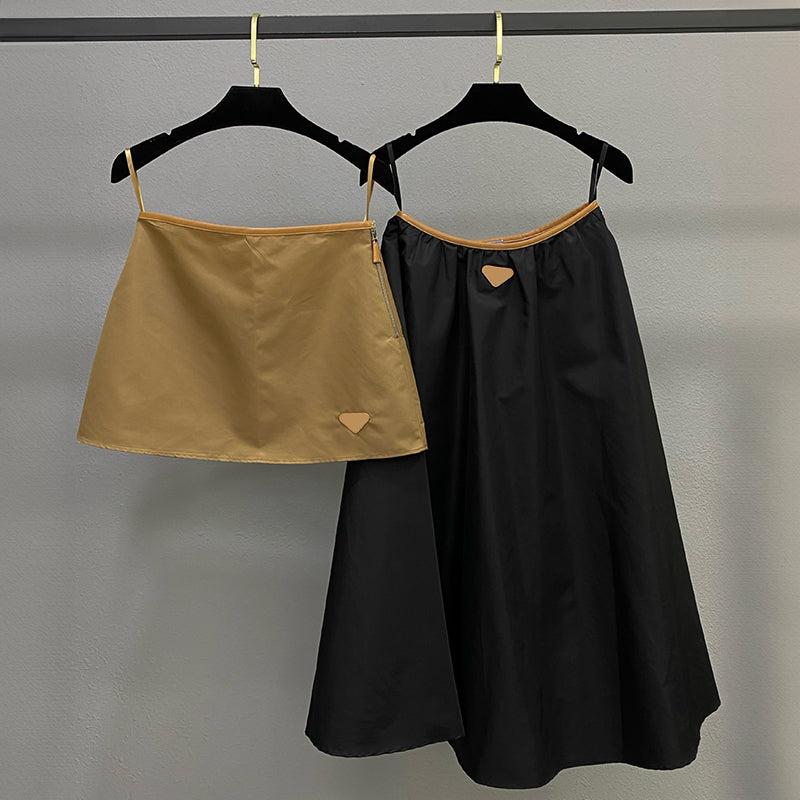 Skirts Designer Full edge leather waist black slimming temperament half skirt for women