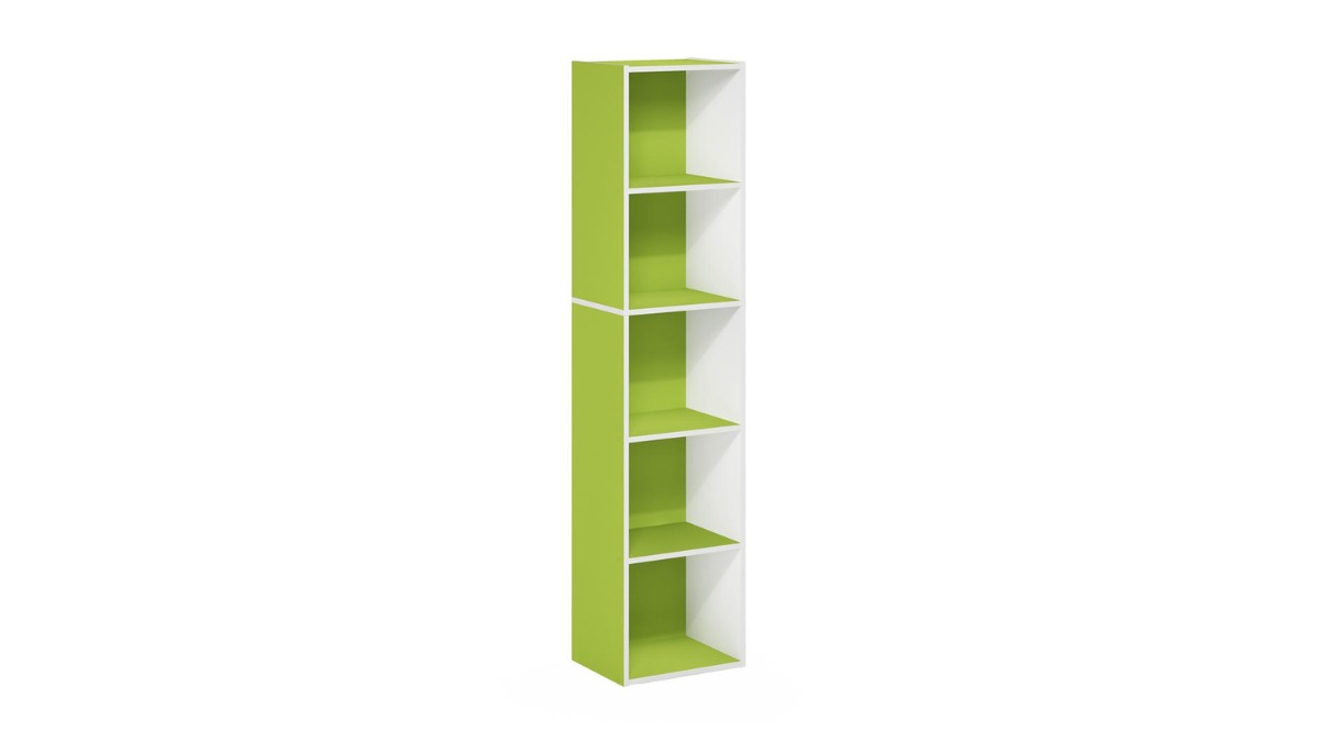 Trio Supply House Pasir 5-Tier Open Shelf Bookcase Green-White
