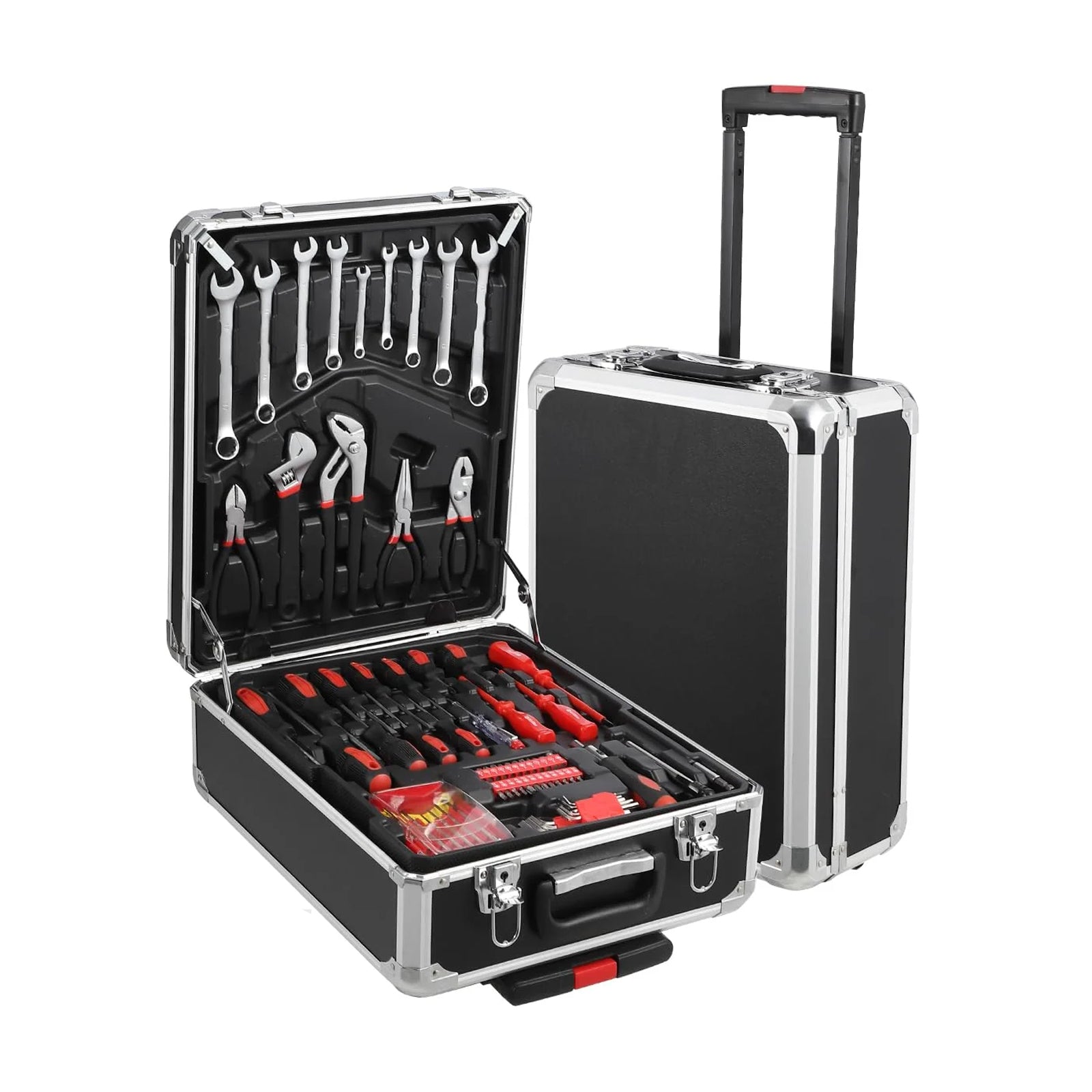 Garvee 800 Piece Tool Kit Aluminum Trolley Case Tool Set, Socket Wrench Hand Tool Set Mechanic Rolling Tool Box, House Repair Kit Set, Household Hand 