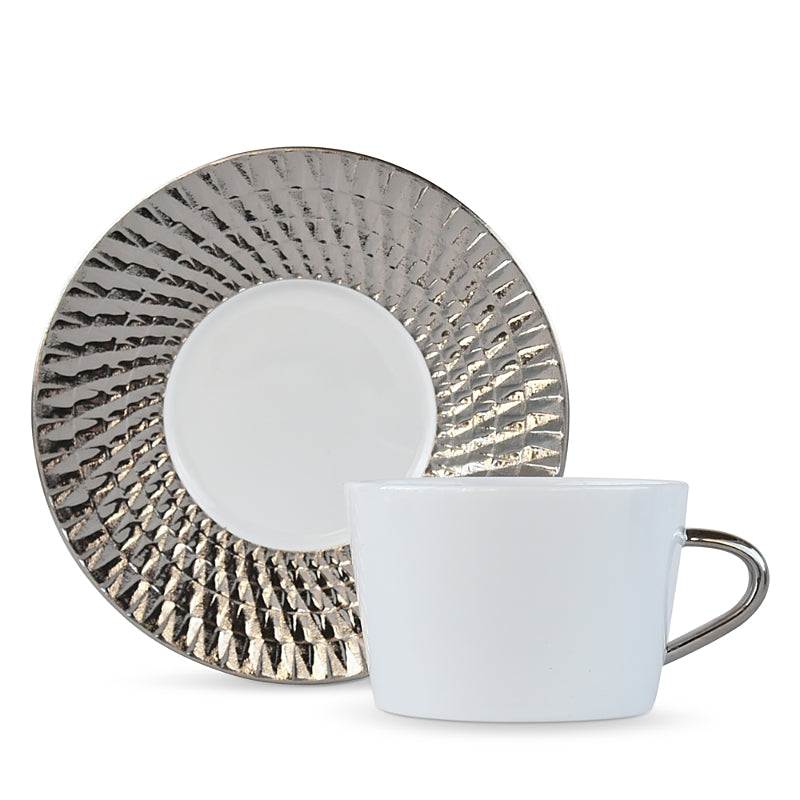 Bernardaud Twist Platinum Tea Saucer - Exclusive