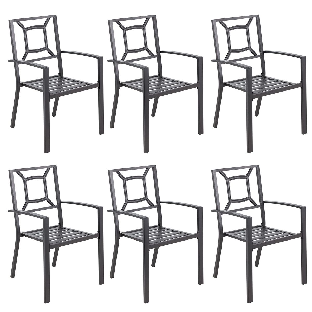 Outdoor Metal Patio Chairs (Set of 2-6) - 16098BK-UG01-6