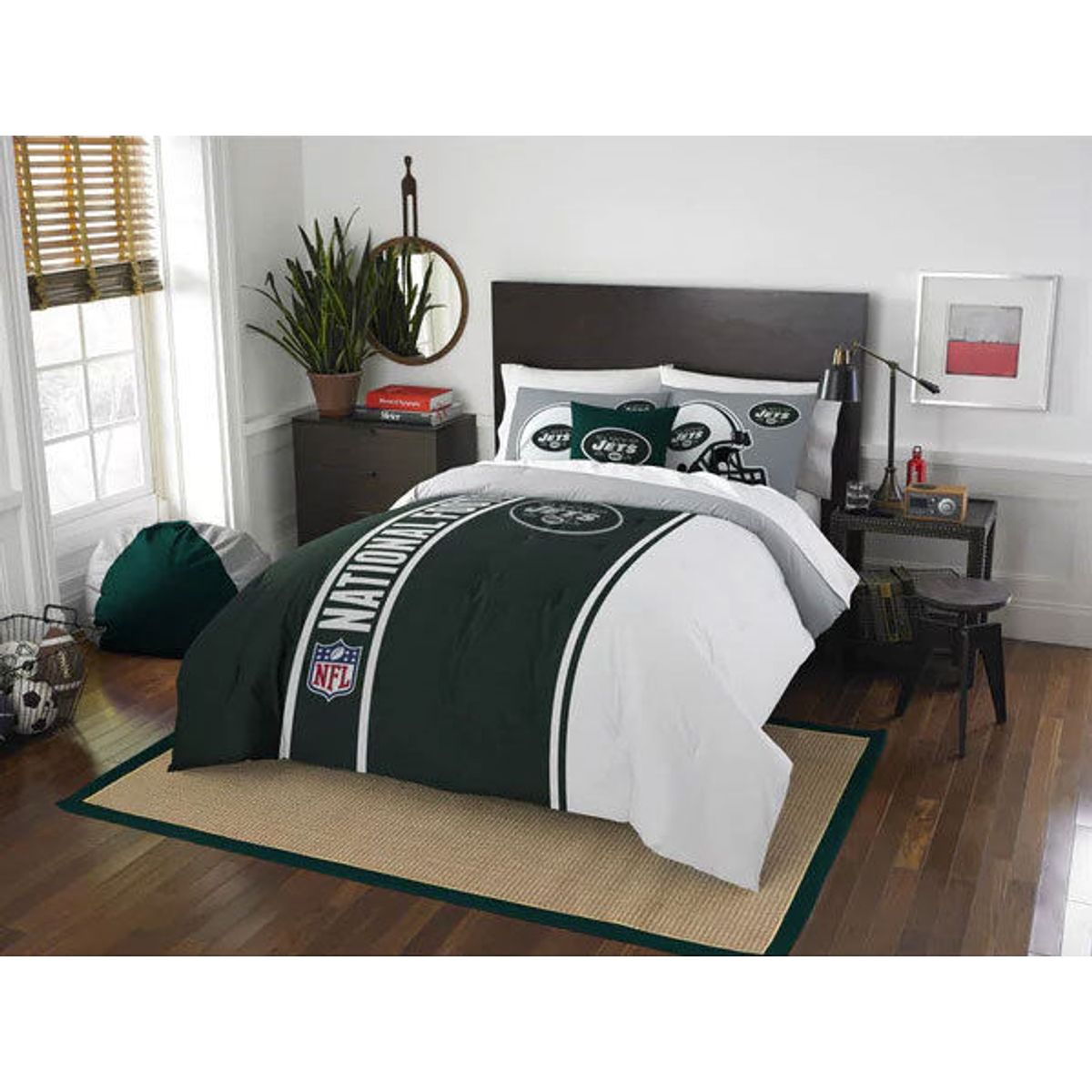 MLB & NFL Sham & Comforter Bedding Set (Twin or Full) - Northwest NFL New York Jets 2 Sham & Full Comforter Bedding Set