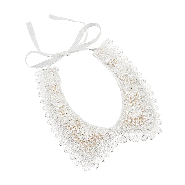 Perla di plastica e collare di fiori di strass di cristallo