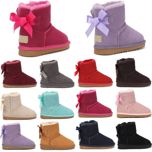 Mini Bailey Bow Australia Classic Kids Boots Girls Toddler Shoes Winter Snow Sneakers Designer II baby Kid Boot Youth Chestnut Rock Rose Gre