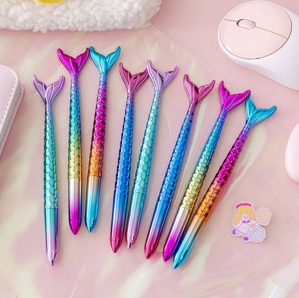 Fashion Kawaii Colorful Mermaid Pens Student Writing Gift Novelty Mermaid Ballpoint Pen Stationery School Office Supplies SN761