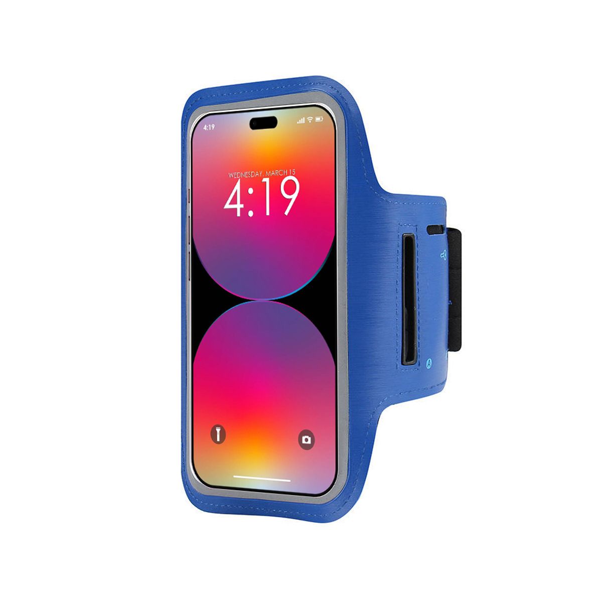 Adjustable Cell Phone Arm Band with Headphone and Key Slots - Adjustable Blue Armband