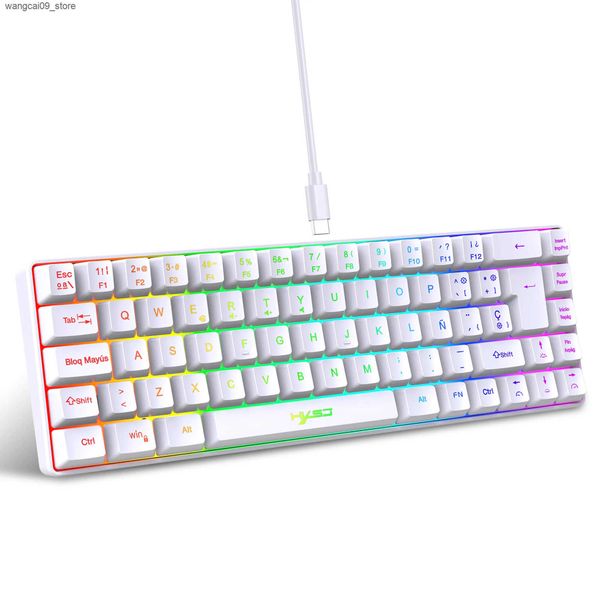 Keyboards Hot sale!Spanish 69-key RGB backlit wired gaming keyboard 68% compact design A must-have gadget for office workers and gamers J241