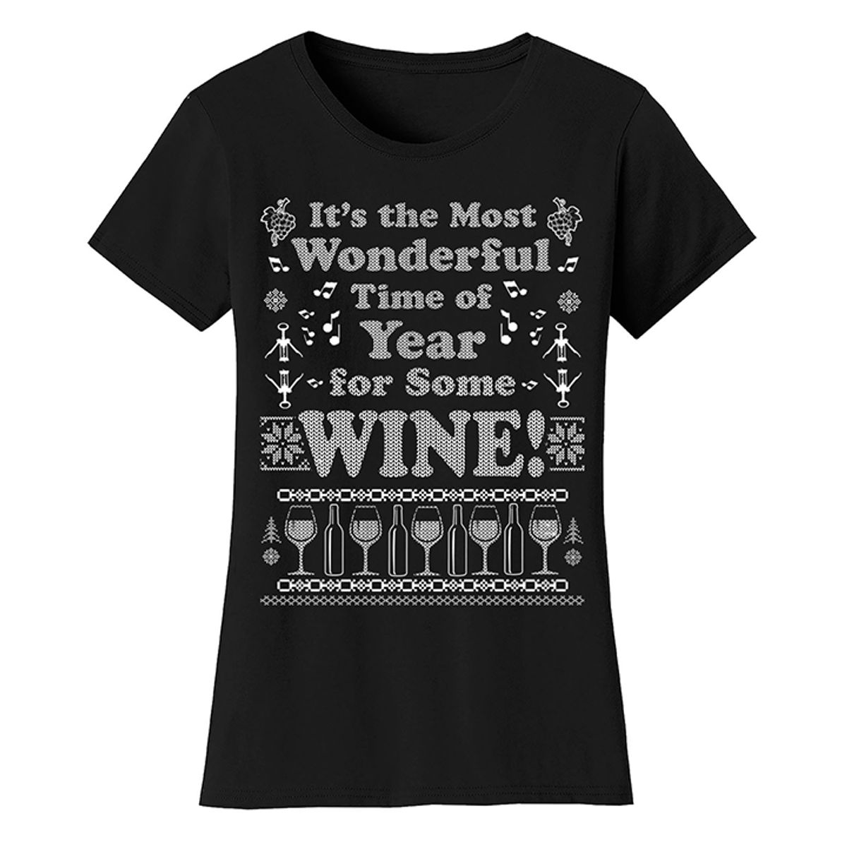 Women's Best Mom Christmas T-Shirts - It's The Most Wonderful Time of Year for Some Wine - Black - S