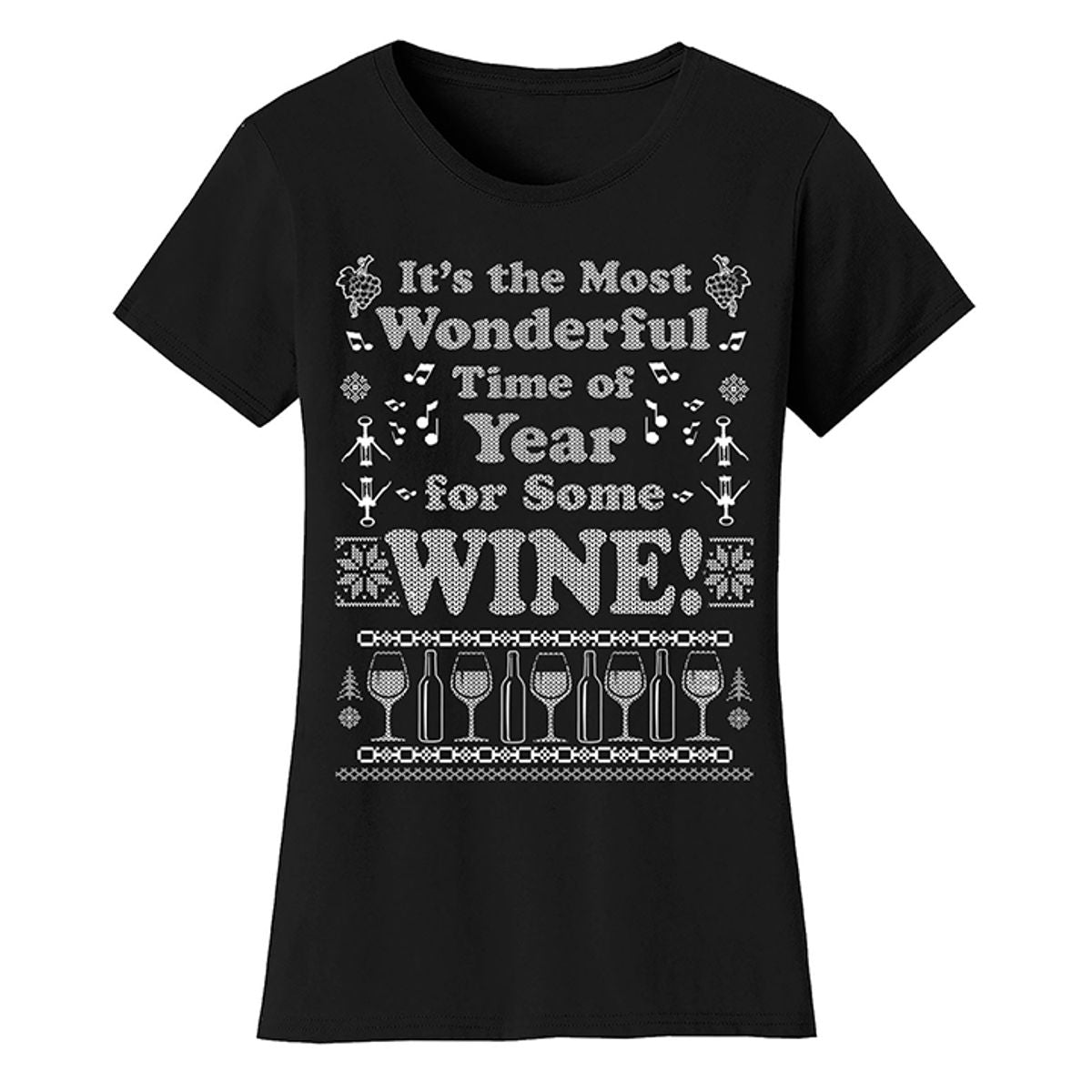 Women's Best Mom Christmas T-Shirts - It's The Most Wonderful Time of Year for Some Wine - Black - M