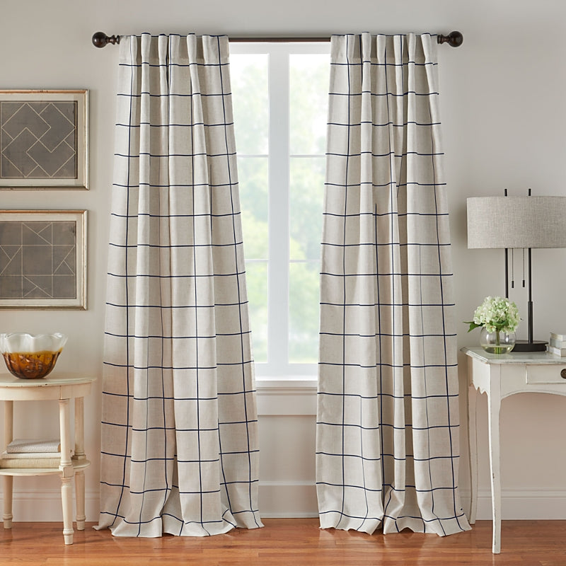 Erlene Home Fashions Brighton Windowpane Plaid Blackout Window Curtain Panel, 52 x 95
