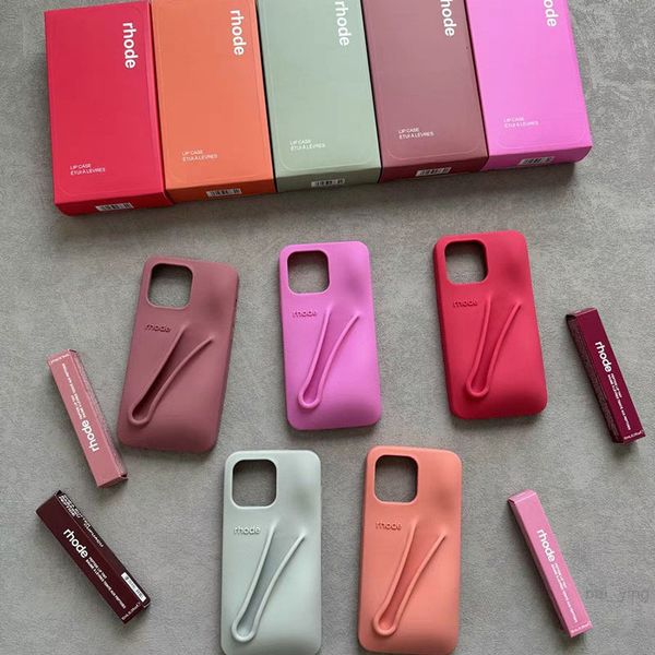 Lipstick rhode Portable phone Case Design Lip Gloss Lipstick Lip Balm Make Up Silicone Soft Phone Cases for iPhone 16 promax 15 14 plus 13 1