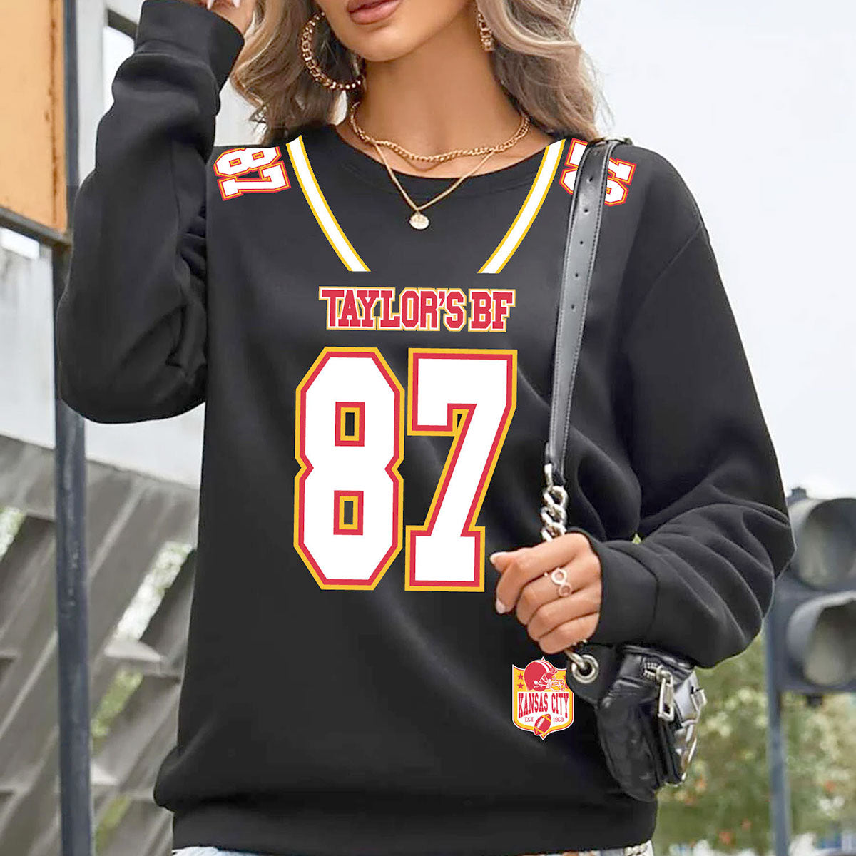 Women's Kansas City Football Love ERA Sweatshirt or Hoodie - SS - Team Jersey - Black - XL