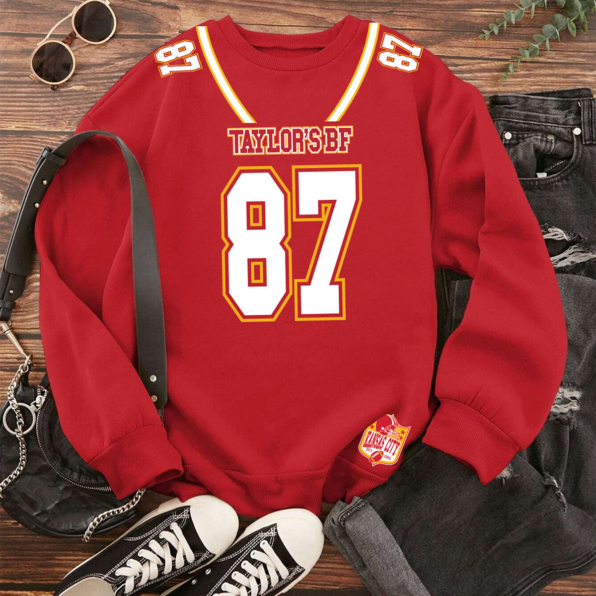 Women's Kansas City Football Love ERA Sweatshirt or Hoodie - SS - Team Jersey - Red - 2XL