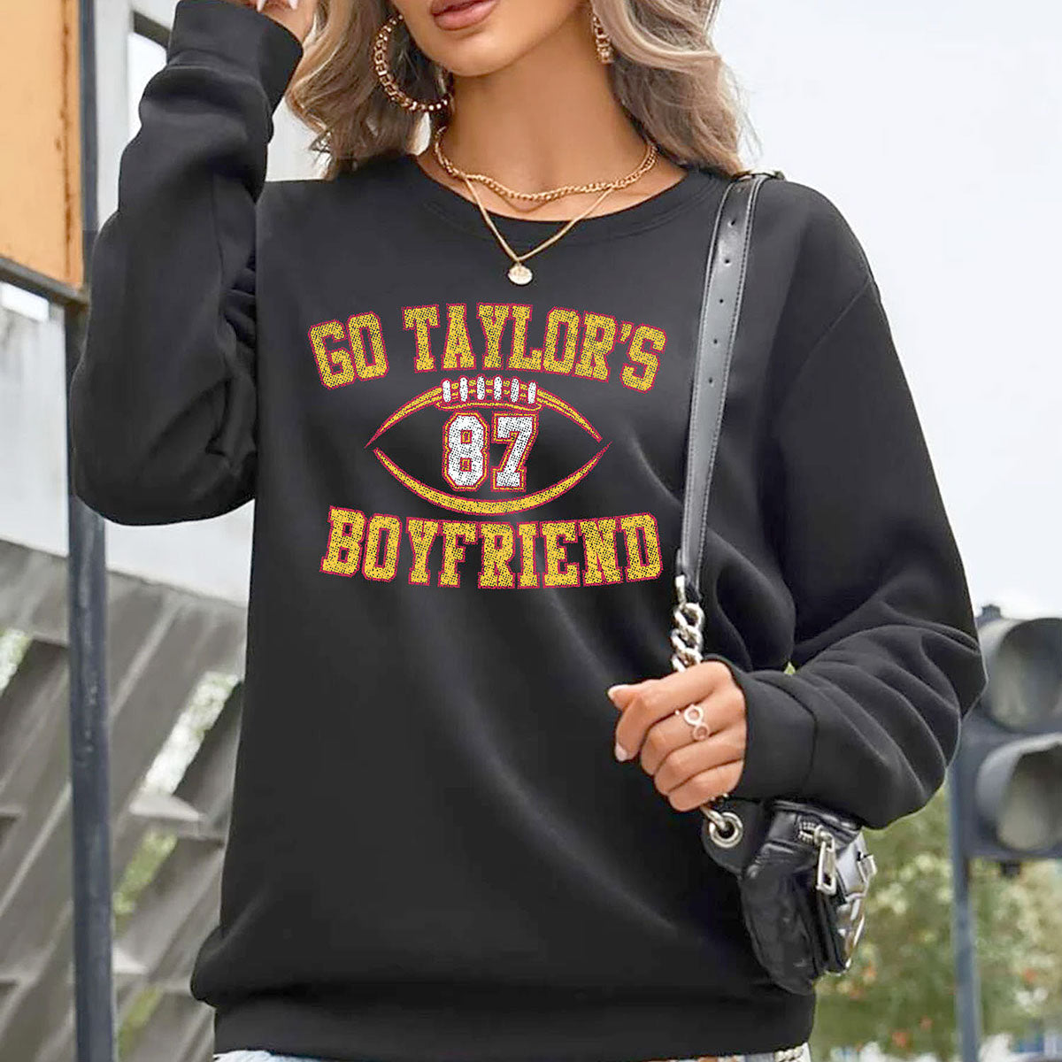 Women's Kansas City Football Love ERA Sweatshirt or Hoodie - SS - Football 87 - Black - XL