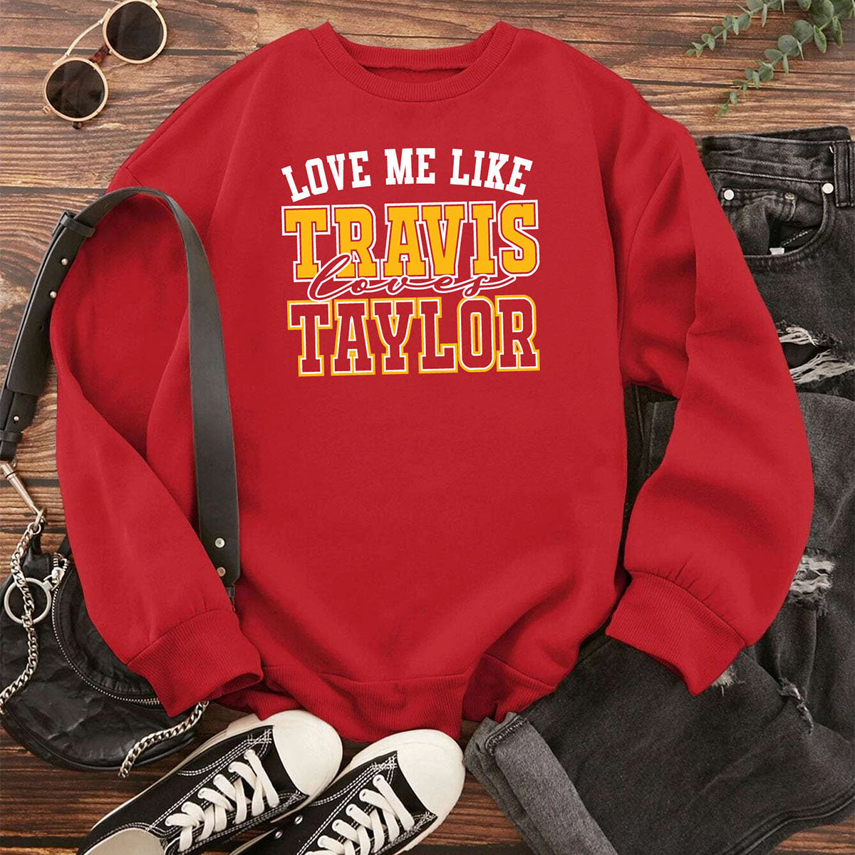 Women's Kansas City Football Love ERA Sweatshirt or Hoodie - SS - Love Me Like - Red - XL