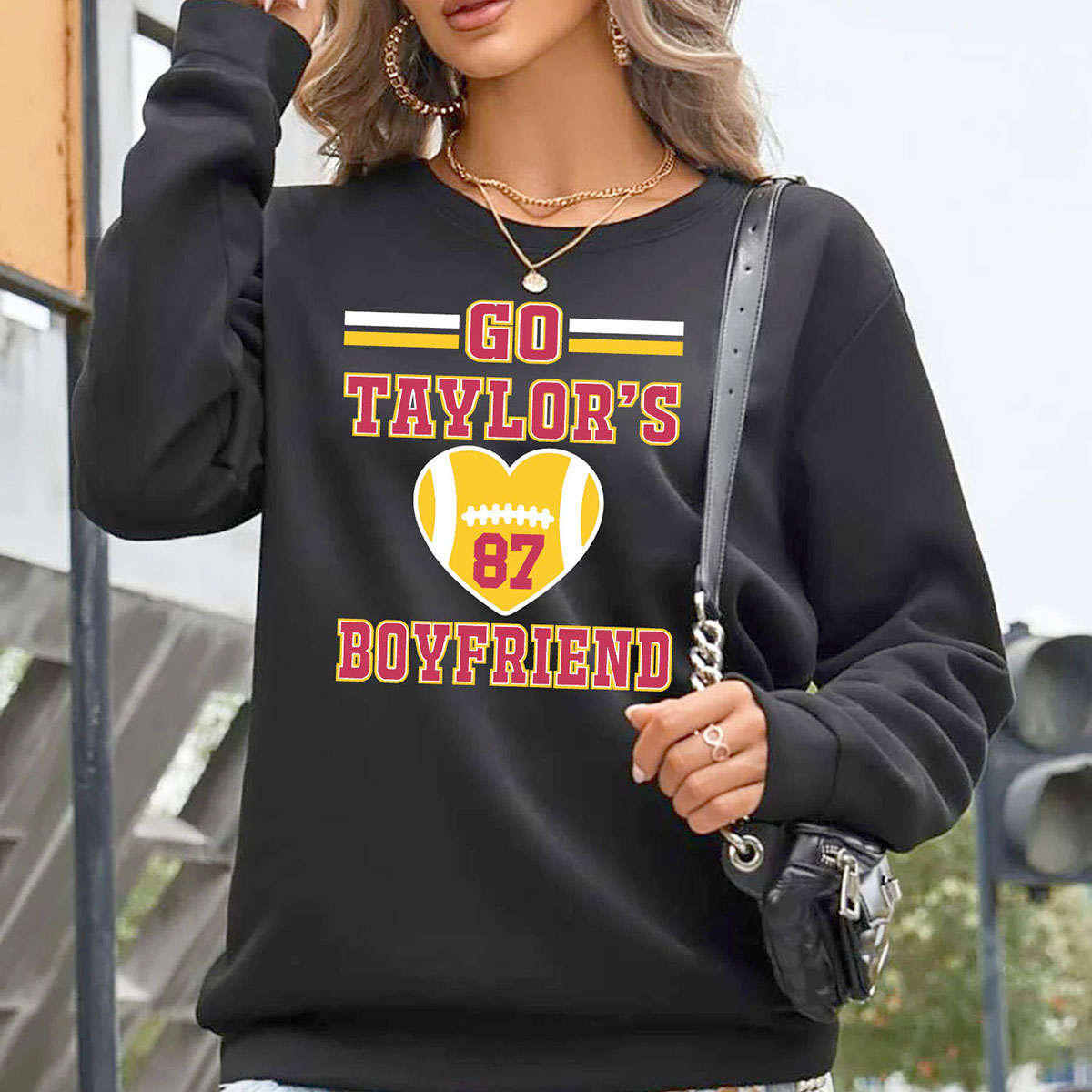 Women's Kansas City Football Love ERA Sweatshirt or Hoodie - SS - Heart 87 - Black - XL