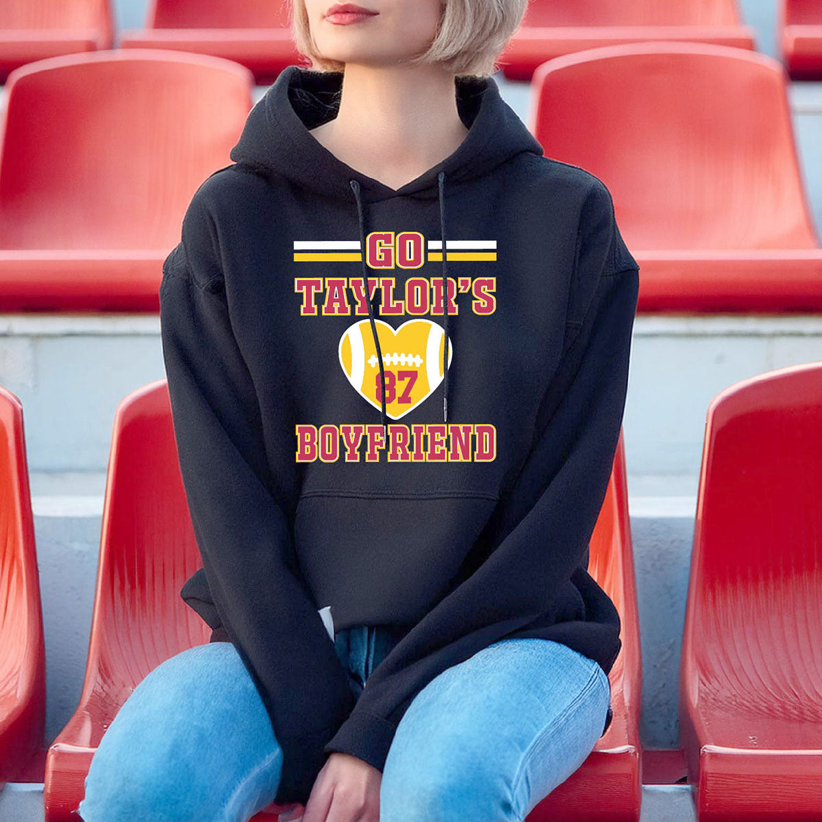 Women's Kansas City Football Love ERA Sweatshirt or Hoodie - PO HD - Heart 87 - Black - M