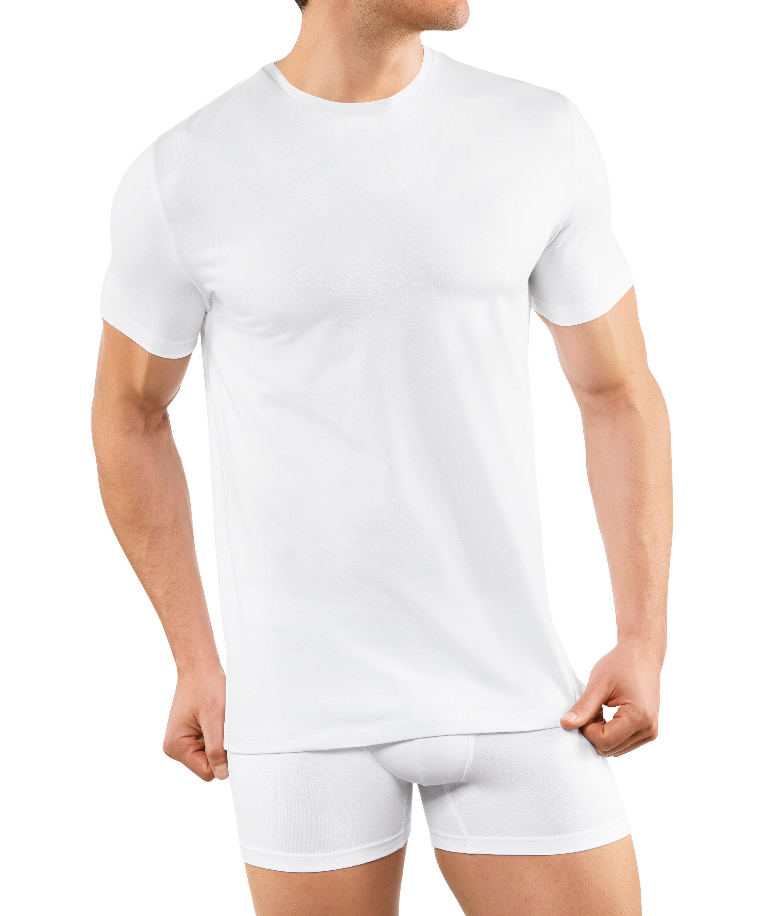 FALKE 2-Pack Men T-Shirt, 3XL, White, Blockcolour, Cotton