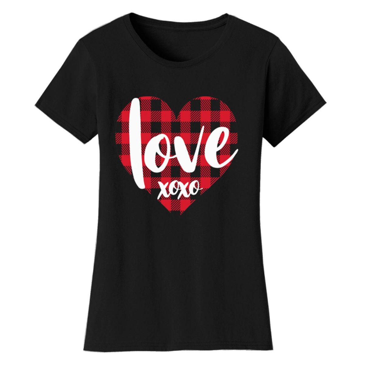 Women's Valentine's Day Shirts - T-Shirts - Love XOXO - Black - M