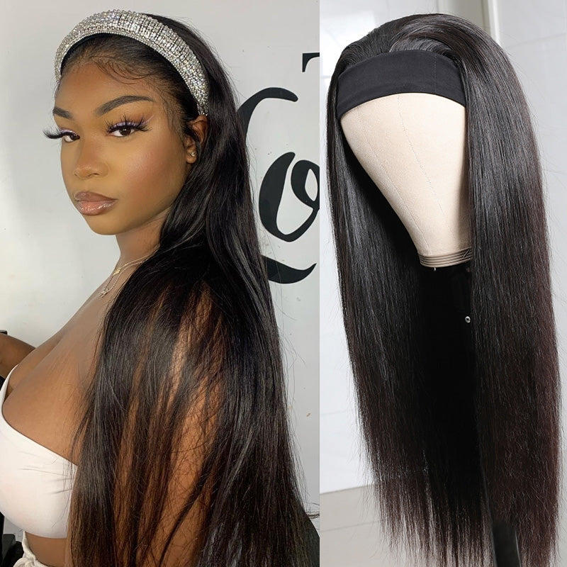 Nadula Affordable Headband Straight Hair Wig 100% Human Hair Throw On & Go