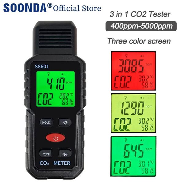3 in 1 CO2 Meter Air Quality Monitor Handheld 5000ppm CO2 Monitor Measurement Carbon Dioxide temperature Humidity Detector 240724