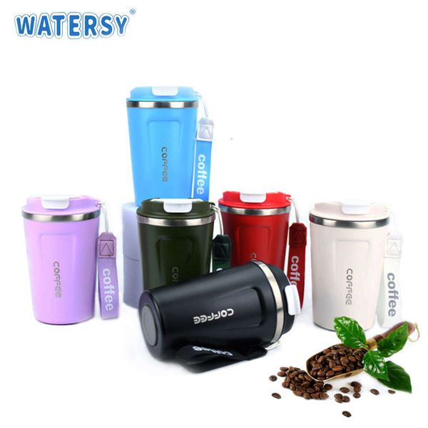 1Pcs Coffee 380ML Stainless Steel Tumbler Vacuum Insulated Keep Cold and Hot Thermal Cup Portable Travel Mug