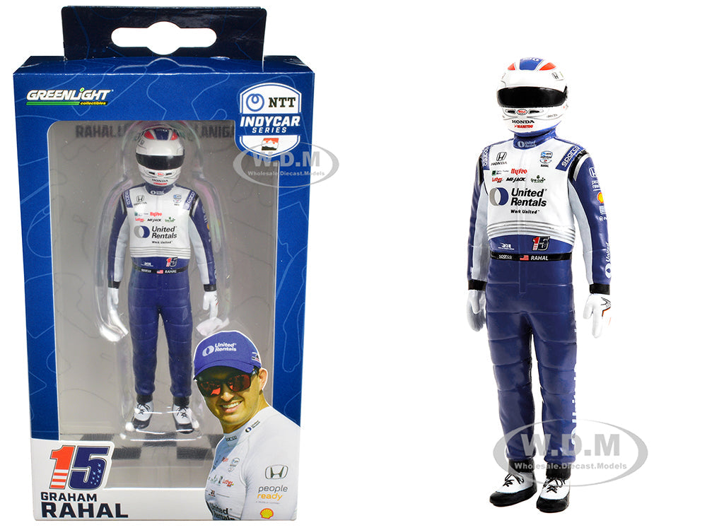 "NTT IndyCar Series" 15 Graham Rahal Driver Figure "United Rentals - Rahal Letterman Lanigan Racing" for 118 Scale Models by Greenlight