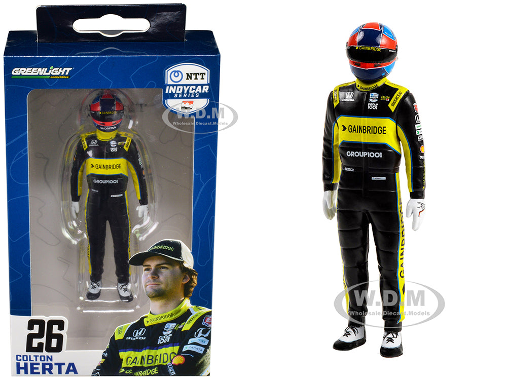 "NTT IndyCar Series" 26 Colton Herta Driver Figure "Gainbridge - Andretti Autosport" for 118 Scale Models by Greenlight