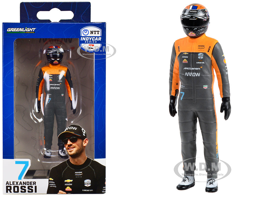 "NTT IndyCar Series" 7 Alexander Rossi Driver Figure "McLaren - Arrow McLaren" for 118 Scale Models by Greenlight