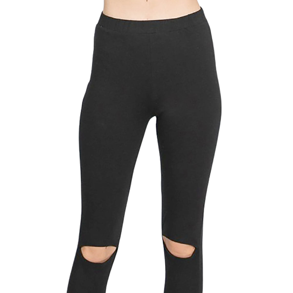 Women's Knee-Slit Leggings - Black - Small (2-4)