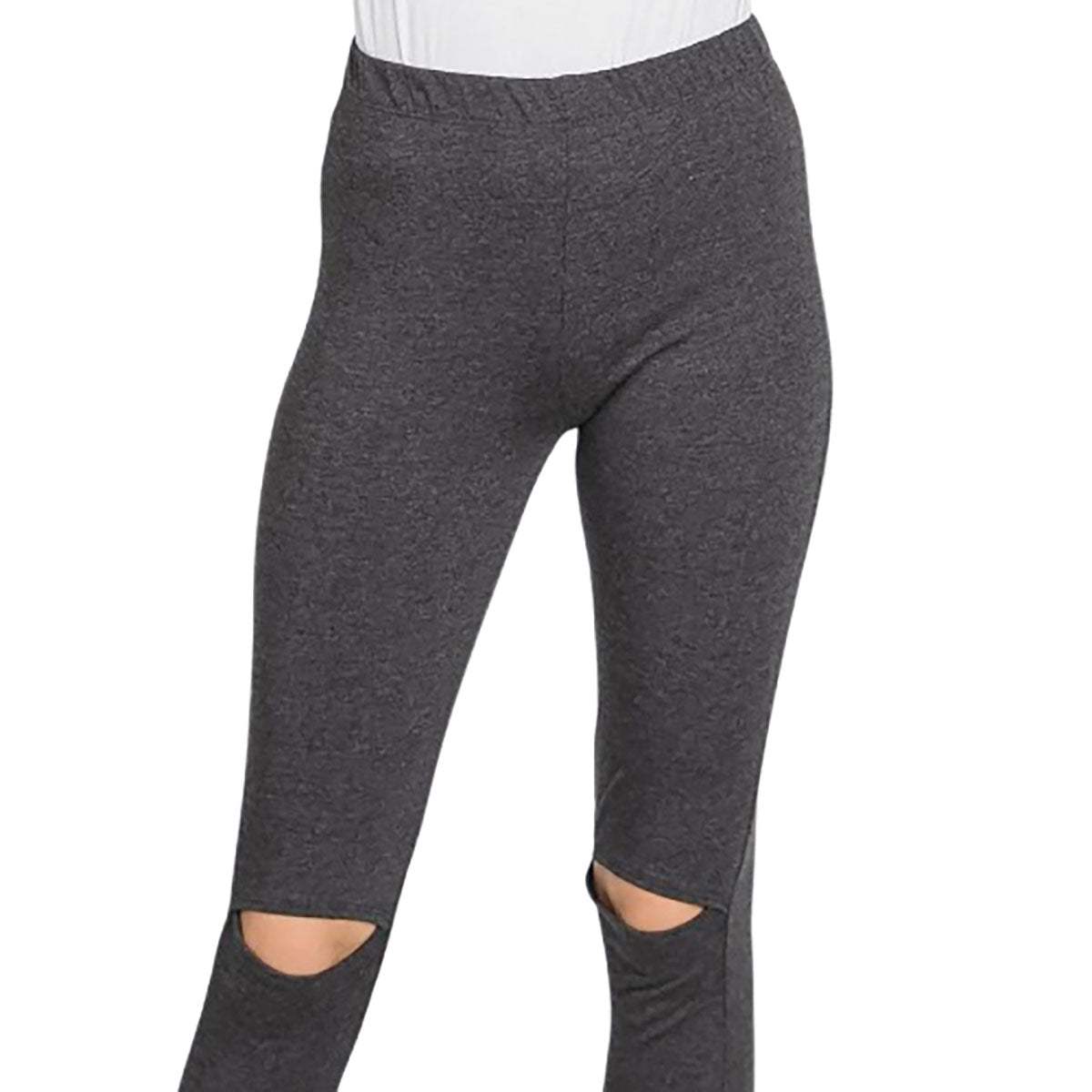 Women's Knee-Slit Leggings - Charcoal - Small (2-4)