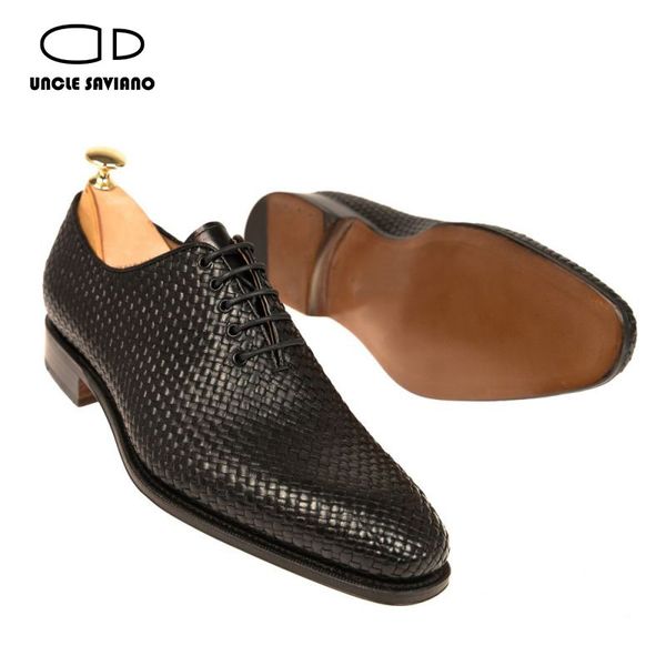 Oxford Uncle Saviano Dress Fashion Wedding Party Best Man Shoe Italian Designer Woven Leather Shoes for Men s