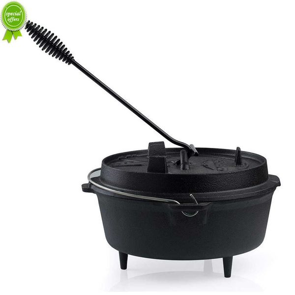 Update New European Cast Iron Soup Pot Lifter Portable Non-Stick Cookware Outdoor Camping Barbecue Weight Lifting Carrying Dutch Oven Tools