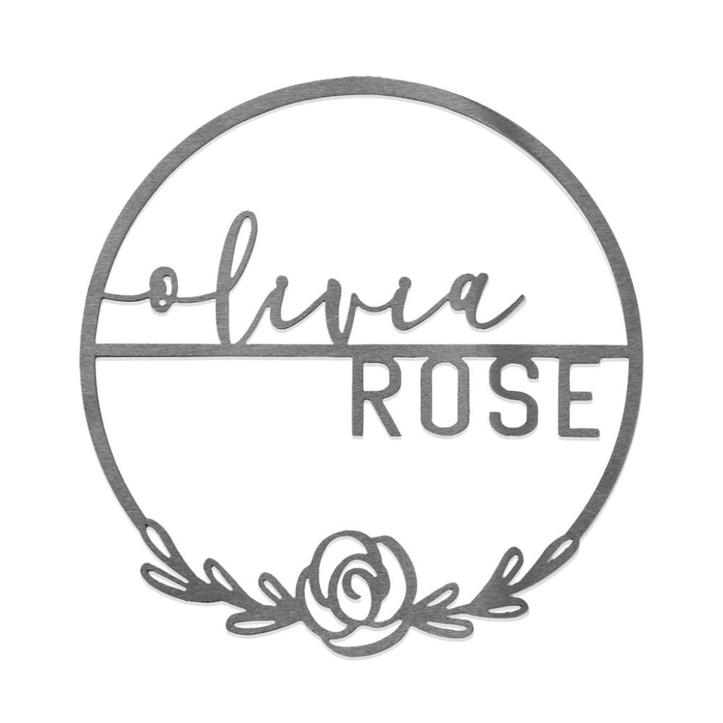 Personalized Mountain or Rose Detail Bedroom Wall Decor - 15" Rose Raw