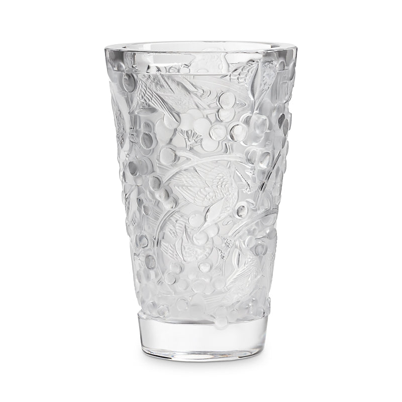 Lalique Merles & Raisins Small Clear Vase