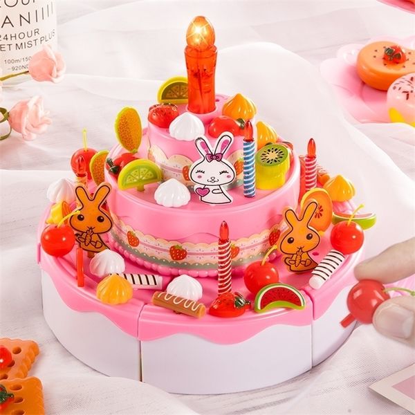 Kitchens Play Food DIY Pretend Toys Doll Miniature Kitchen Cakes Cutting Fruits and Vegetables Educational Games Children for Girls 221123