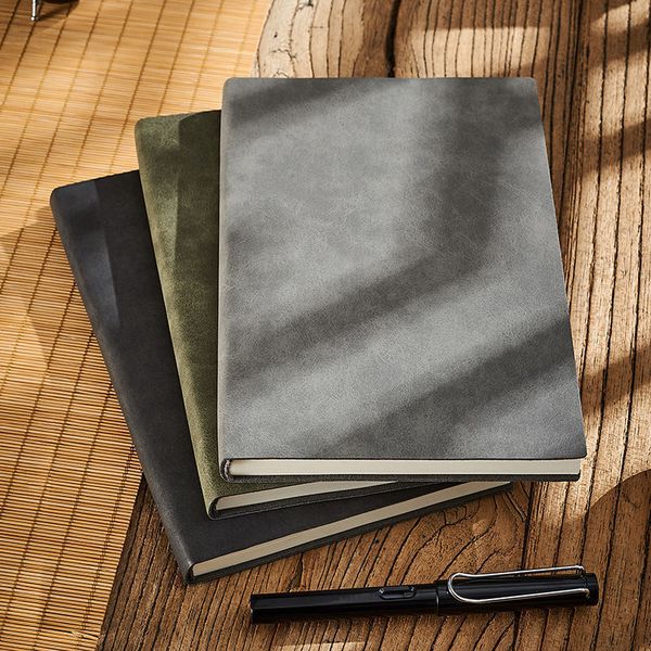 Notepads A4-B5-A5 Large Business Diary Leather Soft Copy Office Notebook Agenda Journal Line Pages Thicken Sheepskin Notepad 260 Sheets 2303