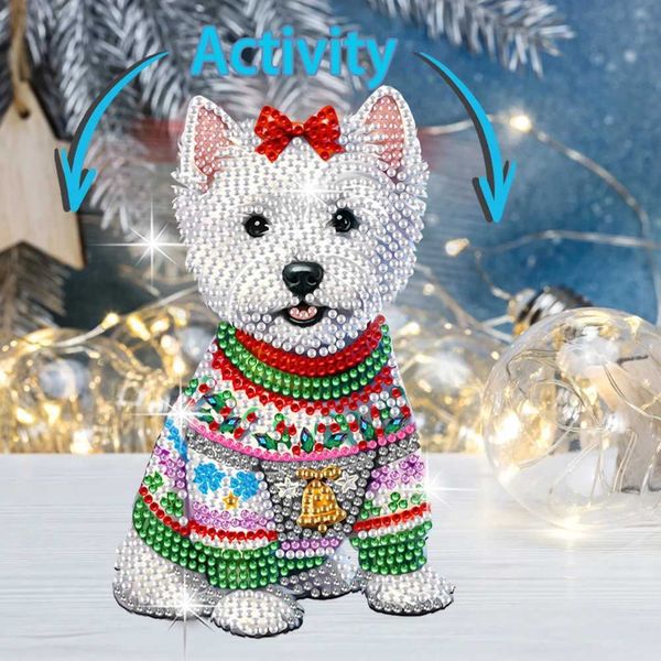 Xmas Acrylic Shaking Head Doberman Pinscher Diamond Painting Tabletop Ornaments Kit Desktop Diamond Art Kits Bedroom Table Decor Y250114