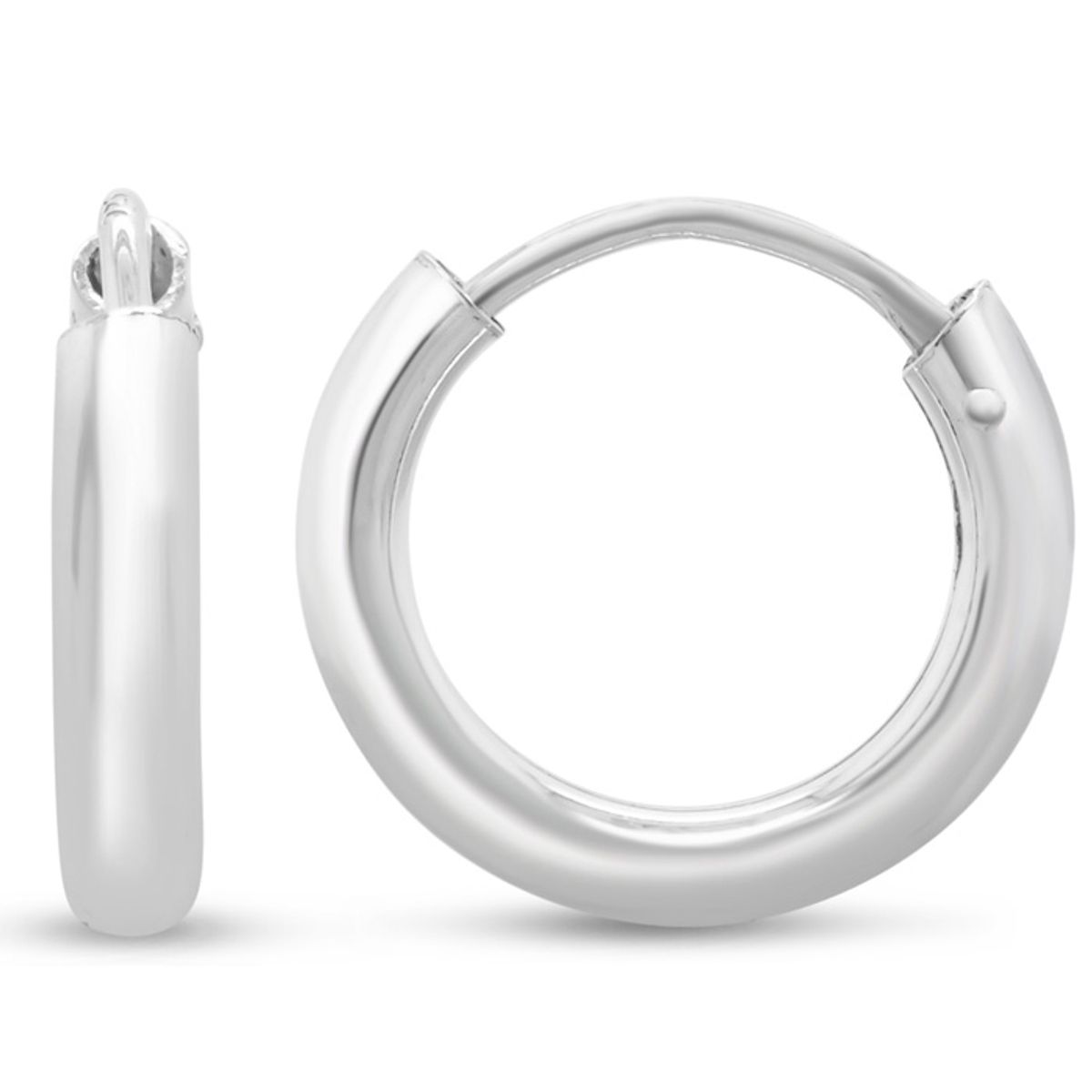 Endless Hoop Earrings in Sterling Silver (2 Sizes) - 12mm x 2.25mm Endless Hoops - Silver