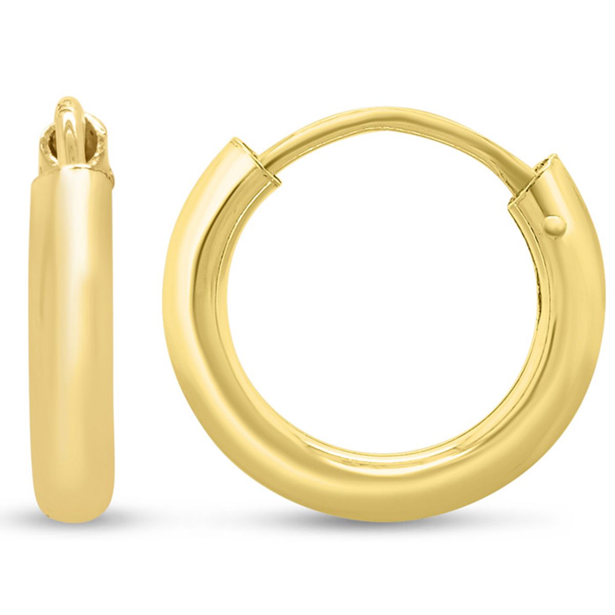 Endless Hoop Earrings in Sterling Silver (2 Sizes) - 12mm x 2.25mm Endless Hoops - Gold
